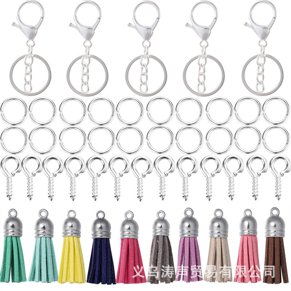 Ensemble porte-clés à pampilles en chaîne argentée