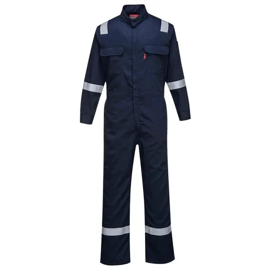 Uniformi di sicurezza antincendio all'ingrosso blu navy wear costruzione ruvida chimica industriale fr tuta resistente ignifuga