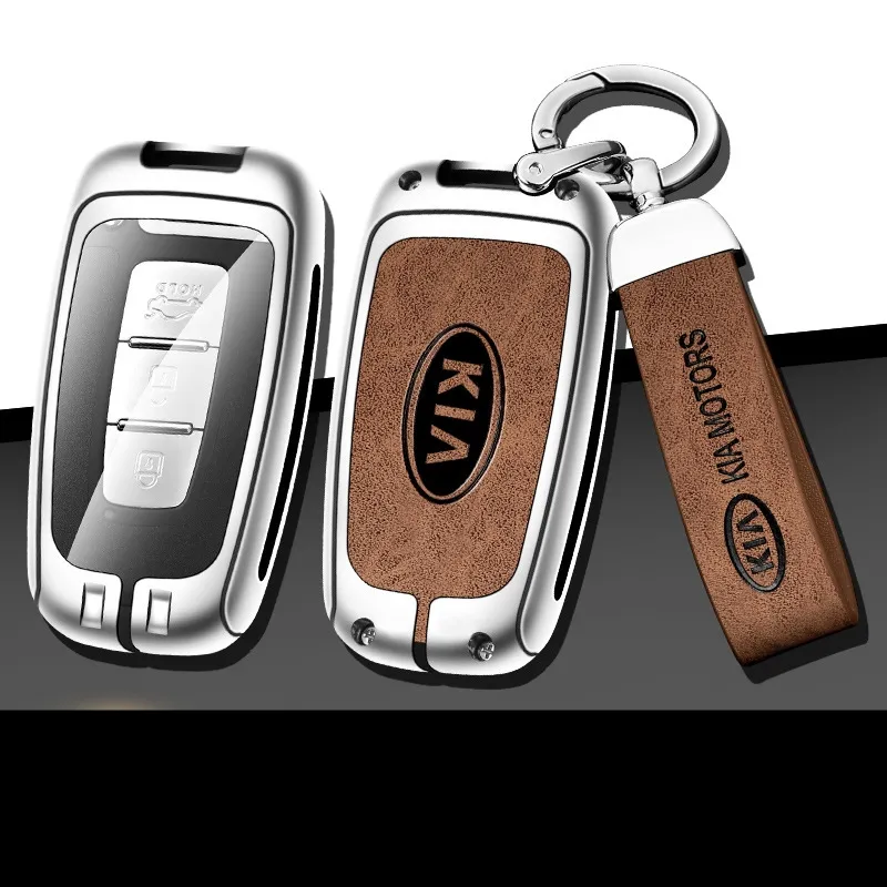 Pour Kia Optima Sorento Niro Soul transparence métallique 3 boutons voiture télécommande clé couverture couverture couverture porte-clés accessoire