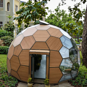 Tenda Hotel Mewah Modern Diameter 6m Kubah Kaca Sarang Lebah Kayu Lapis Ganda Penutup PVC Rangka Aluminium Kain untuk Luar Ruangan - Product Image 1