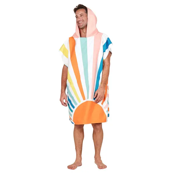 Groothandel Super Waterabsorptie Mannen Poncho Handdoek Volwassen Strand Microfiber Handdoek Vrouwen Surfen Poncho Strandlaken