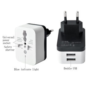 欧洲旅行插座适配器通用2 USB转换器，带双USB 5V 2A电源适配器 - Product Image 1