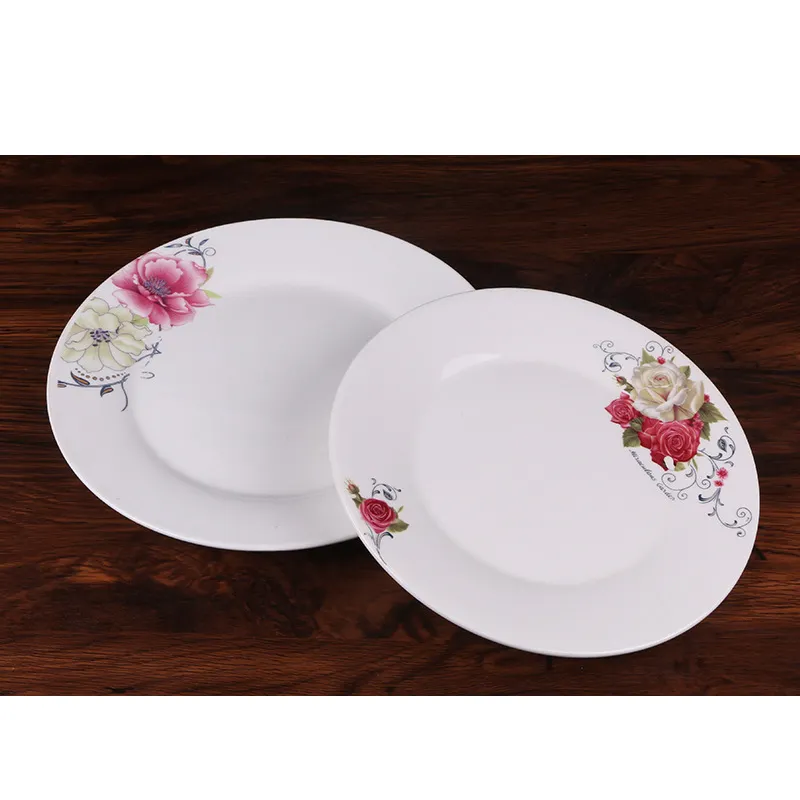 Wholesale factory price decal flat porcelain dishes ceramic plate
