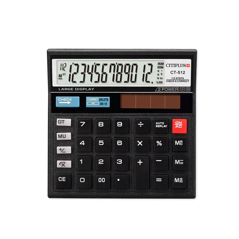 Elektronischer Desktop-Rechner CT-512 benutzer definiertes Logo Solar Check 12 Ziffern 112 Schritte Financial Calcul adora Desktop-Rechner