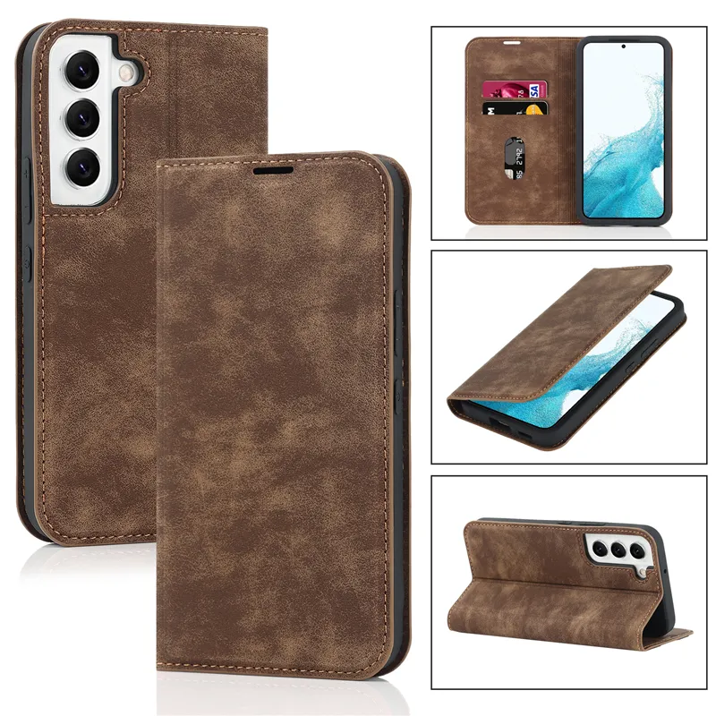 Custodia magnetica a portafoglio di lusso per Samsung galaxy S23 S22 Ultra Plus Cover per borse in pelle per carte di credito