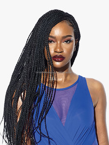 Novelties Senegal Twist 22 Inch <strong>Rasta</strong> Multi Parting Frontal Braided Swiss Lace Front Wigs - Product Image 4