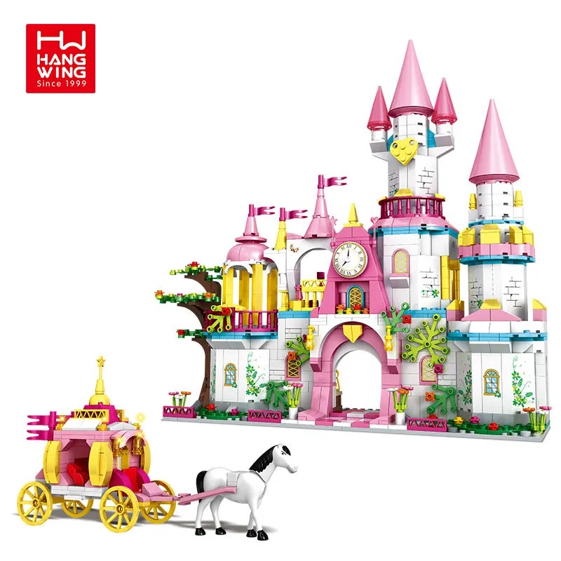 HW TOYS 1000PCS Princess Castle House Building Block Brick Sets For Kids Assembly Christmas Birthday Gift Construction Toy