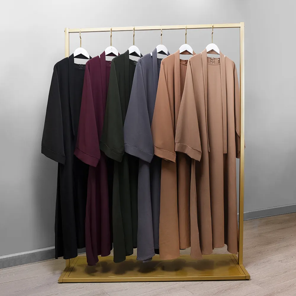 En gros Dubaï Solide Couleur Simple Modeste Musulman Islamique Vêtements Noir Abaya Musulman Robes Pour Femmes Abaya