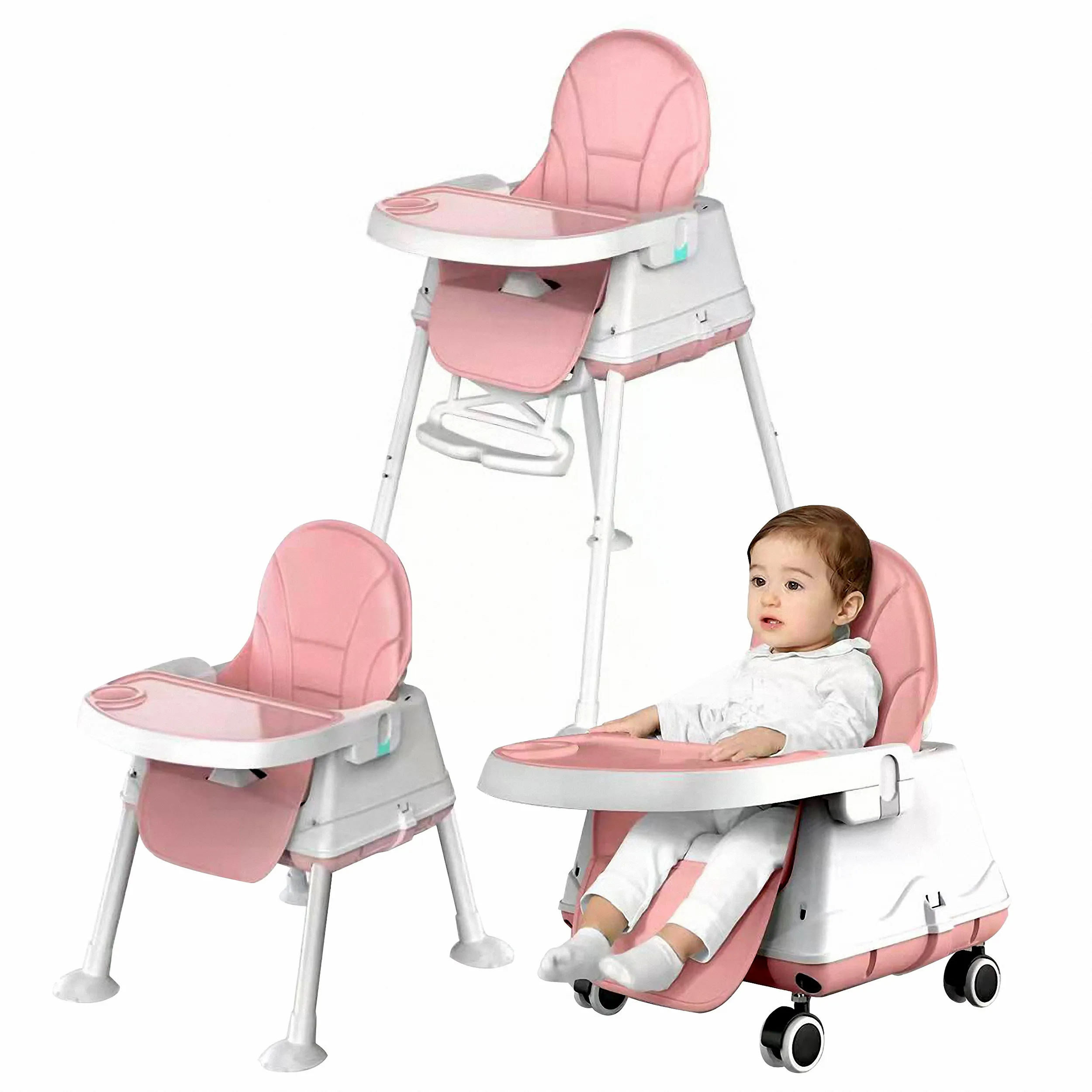 Chaise haute pour bébé Chaise de salle à manger pliable portable pour enfants Chaise haute pour bébé à hauteur réglable 3 en 1