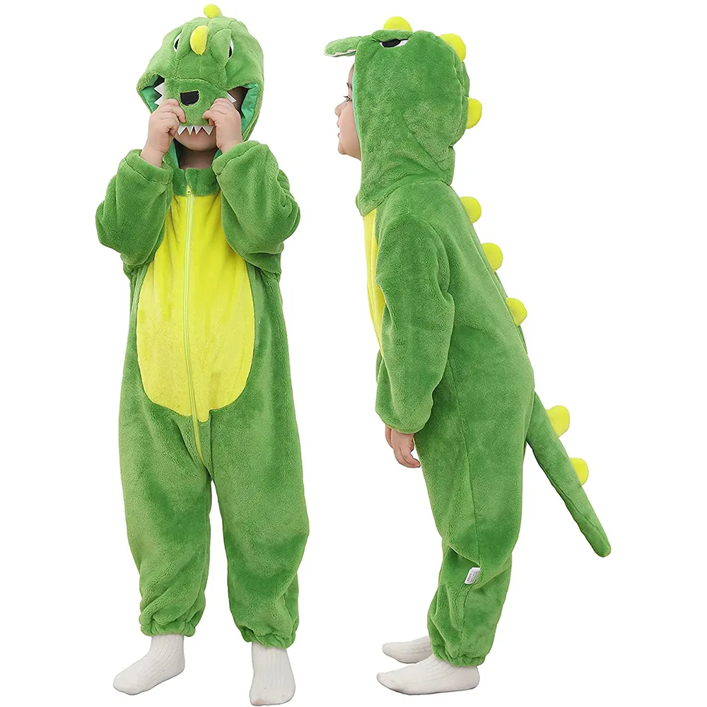 Yürümeye başlayan bebek kaplan dinozor hayvan süslü elbise kostüm kapşonlu Romper tulum