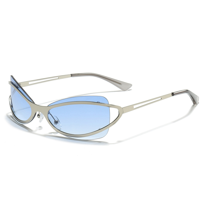 C5 - Montatura argento sabbia, lenti sfumate blu