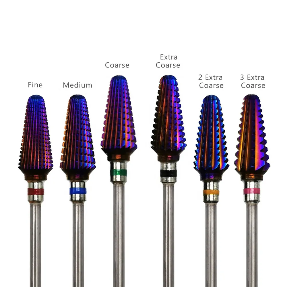 공장 도매 토네이도 보라색 코팅 텅스텐 카바이드 크기 3/32 "6 in 1 텅스텐 카바이드 네일 드릴 비트 C F M XC 2XC 3XC