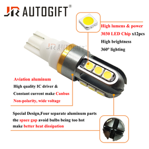 T10 W5W LED 194 168 Canbus ข้อผิดพลาดฟรีหลอดไฟ LED 3030 12ชิป5W 12-24V ไม่มีขั้วประตูภายในรถอ่านไฟที่จอดรถโคมไฟ - Product Image 2