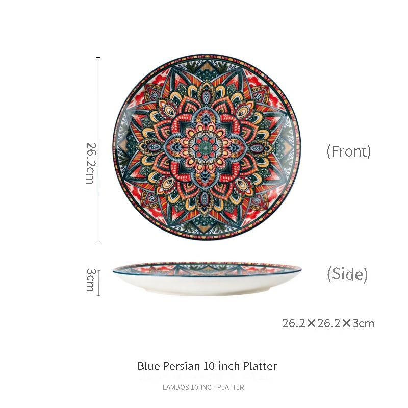 assiette peu profonde bleue de 10 pouces