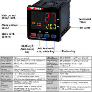 Venda quente 100-240V 50/60Hz Termostato Eletrônico <span class=keywords><strong>48</strong></span>*96mm Controlador Digital de Temperatura PID