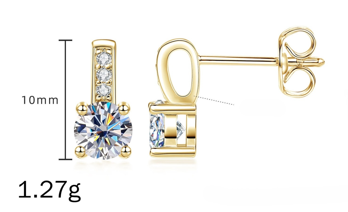 Moissanite 0.5ct*2pcs+GRA Certificate-Gold