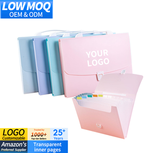 Carpeta de archivos expansible A4 al por mayor con asa, carpeta de 13 bolsillos de plástico PP impresa con logotipo personalizado para uso escolar - Product Image 1