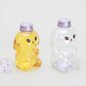 Tavşan şekilli şişe temizle kullanımlık tek kullanımlık PET süt çay bardağı plastik meyve suyu şişesi 250ml 350ml 500ml