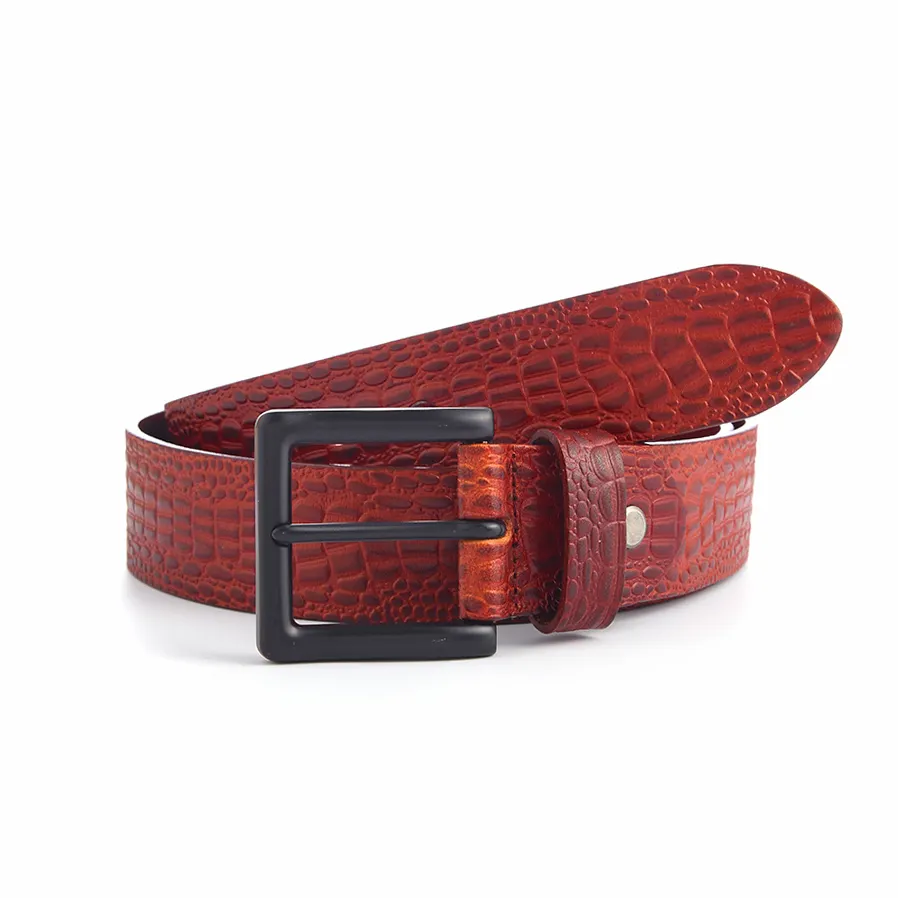 Factory Hot Sale Custom Luxury designer Crocodile lines Genuine Leather belts for men