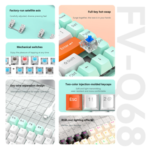 Teclado mecánico con estructura de junta de 68 teclas Teclado mecánico RGB para juegos de ordenador con cable ESports