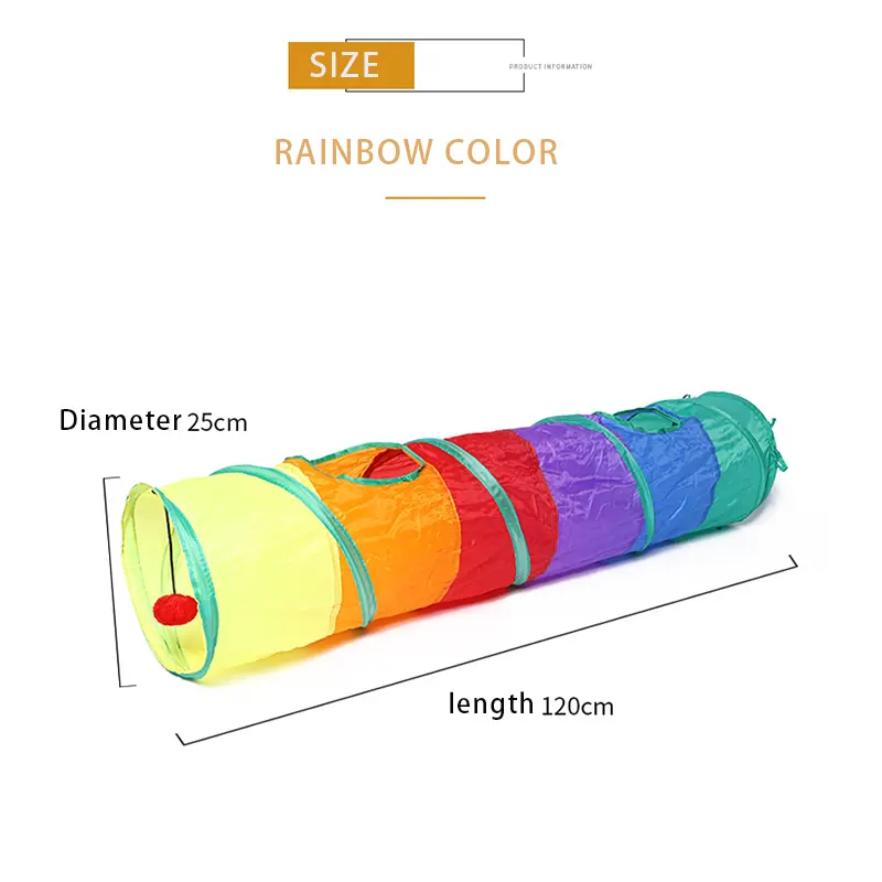 Práctico túnel para gatos, tubo para mascotas, juguete plegable para interiores y exteriores, gatito, cachorro, juguetes coloridos, rompecabezas, ejercicio, escondite, entrenamiento