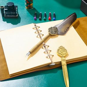 Hot Selling Vintage Ganzenveer Pen Houten Kalligrafie Dip Pen Met Inkt Zegel Was Stempel Voor Studenten Schrijvers Komt Geschenkdoos - Product Image 3