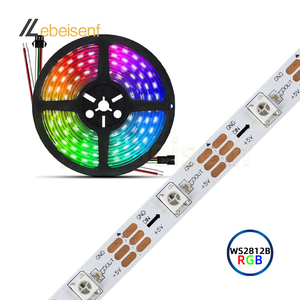 Tira de LED RGB WS2812B de 5V, Color mágico direccionable independiente, lámpara IC integrada 5050 SMD, cinta de barra PCB en blanco y negro, 5 M/rollo