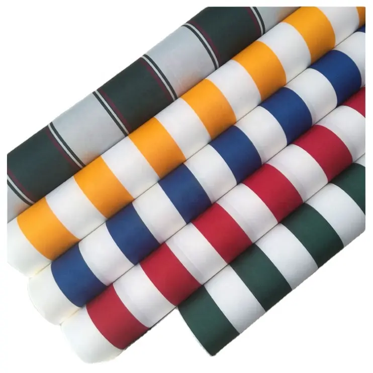 Hot Sale High Color Fastness Level 6 100% Polyester Waterproof Yarn Dyed Oxford Striped Awning Fabric for Tent
