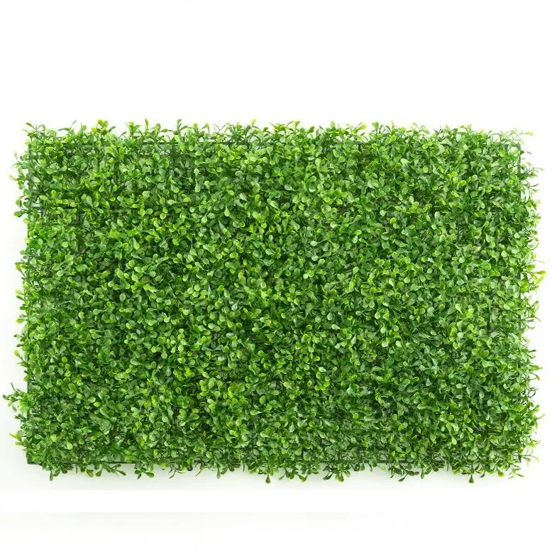 Pampas Faux Artificial Green Grass Wall Backdrop Panels With Green And White Flowers