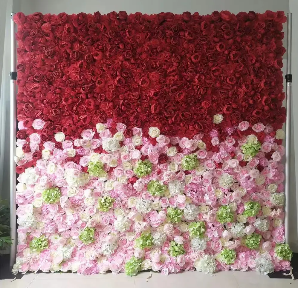 Wedding And Home Decoration Diameter 2meters Silk Rose Artificial Flower Wall Backdrop Drapes For Wedding Decoration