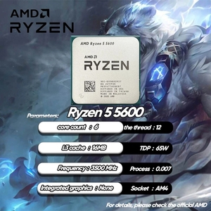 R5 5600 3.5GHz หก-core สิบสอง-เธรด65วัตต์ซีพียูโปรเซสเซอร์100-000000927ซ็อกเก็ต AM4ไม่มีพัดลม - Product Image 3