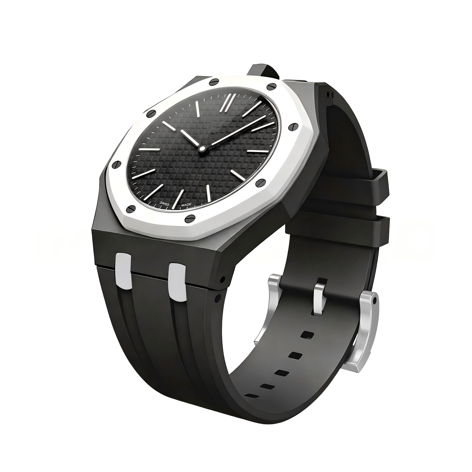 Black-White Ceramic Case + Silicone Strap
