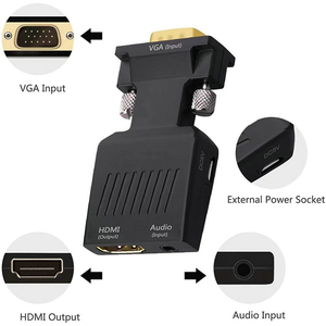 Convertidor de adaptador VGA a HDMI portátil PC Fuente VGA Salida a TV/Monitor con HDMI VGA