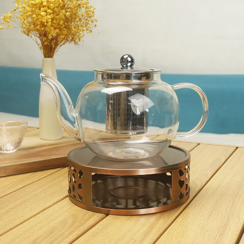 Teko teh kaca borosilikat tinggi, pembuat teh tahan panas dengan infuser kaca harga pabrik