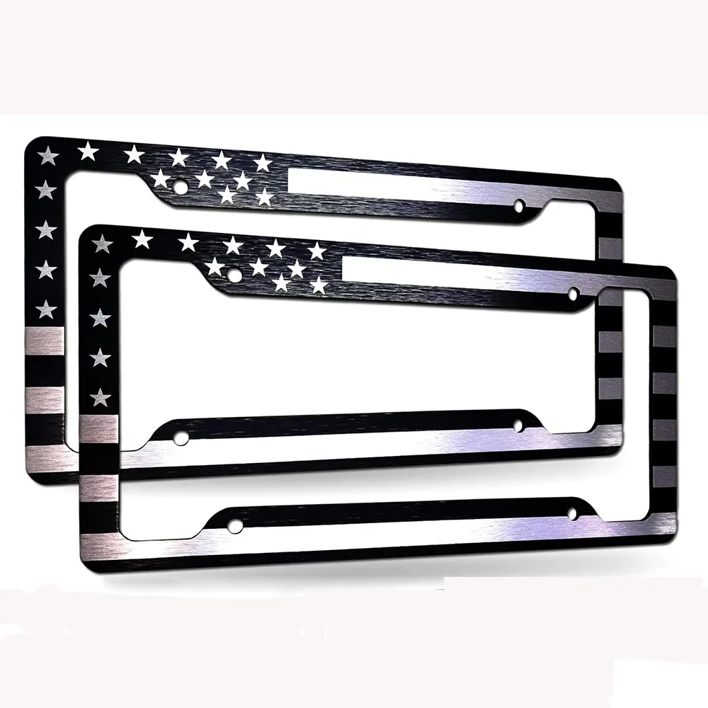 Parti di auto Logo personalizzato in acciaio inox con bandiera USA copertura del telaio della targa per auto Standard USA