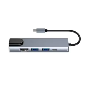 ฮับ USB แบบ5-in-1พร้อม RJ45อีเธอร์เน็ตประเภท C สถานีเชื่อมต่อสำหรับ MacBook HP DELL Lenovo - Product Image 2