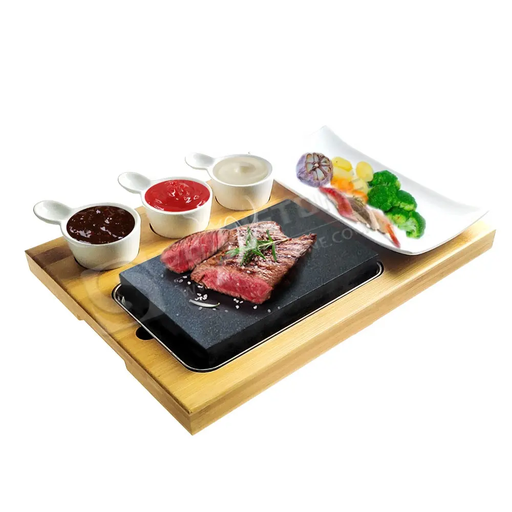 2023 Steak Stone And Plate Set di 7, bistecca su pietre cottura di bistecche piastra Grill Hot Rock