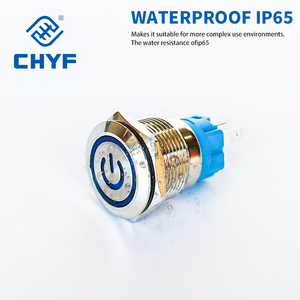 Otomotiv tekne için pirinç basmalı düğme anahtarı <span class=keywords><strong>16mm</strong></span> mandallama 3-6V LED su geçirmez ON/OFF güç logosu 3A Max. Current 220V Max. - Product Image 4