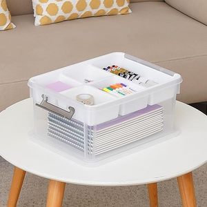 蓋付きの透明なプラスチック製の大型16L収納ボックス多目的おもちゃ & 積み重ね可能なコンテナの整理手頃な価格 - Product Image 4