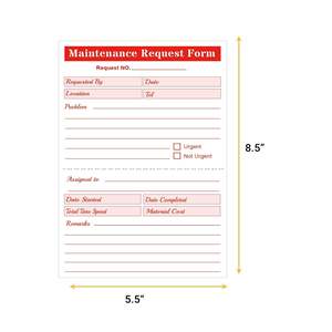 Bảo trì yêu cầu cuốn sách hình thức 5.5x8.5 inch 2 phần carbon ít đục lỗ dòng công việc đặt hàng hình thức cho thiết bị công nghiệp - Product Image 5