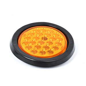 Waterproof Truck <strong>Led</strong> Taillight No- Plug Plain <strong>24</strong> <strong>LED</strong> 5.5 Inch <strong>Led</strong> Tail Lamp Amber Red Clear Round with Rubber Grommet
