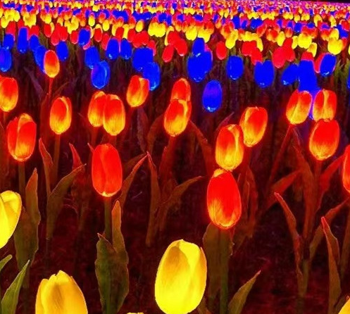 PVC Tulip Lantern - Blue (Solar-Powered Version)
