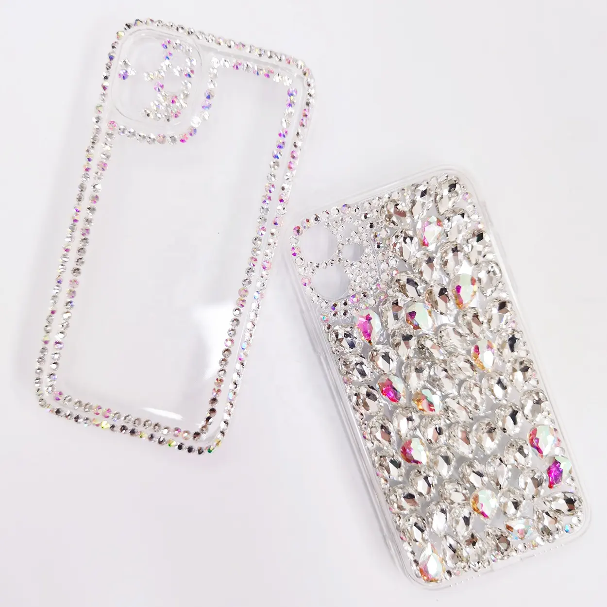 Transparant Glitter Telefoonhoesjes Voor Iphone 14 13 12 11 Xr Xs Max 8Plus Vrouwen Luxe Strass Diamant Covers