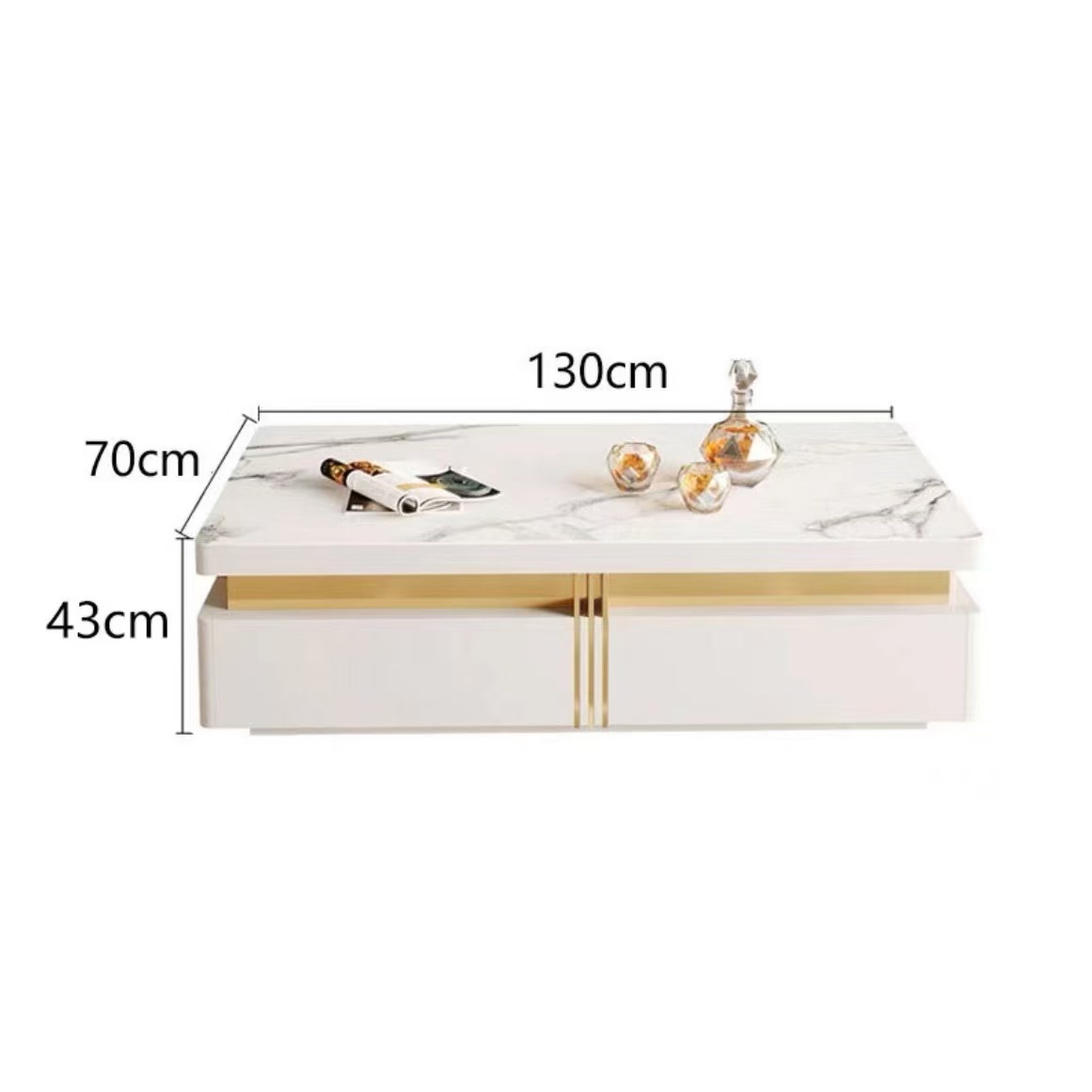 Table à thé Carrara Tower blanche 130*70*42