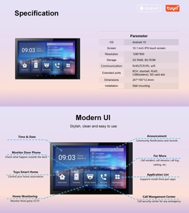 Android Face ID desbloquear Villa intercomunicador con cámara 10 pulgadas Tuya panel de control del hogar inteligente CCTV Monitor sistema de seguridad inalámbrico - Product Image 3
