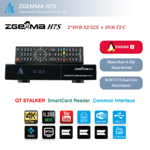 Receptor de satélite 4K UHD con sistema operativo Enigma2 Linux 2 * Sintonizadores S2X/S2X + 1/C CA + CI IPTV Stalker ZGEMMMA H7S. - Product Image 2