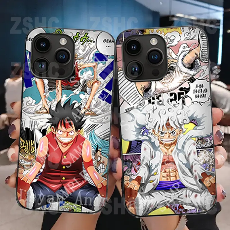 Casing Ponsel Anime ONE Piece Luffys Gear2 dan 5 3D Penutup Ponsel Manga Flip Lenticular Aksesoris Ponsel Grosir