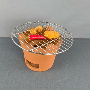 户外野营不锈钢沏茶机烤箱小粘土炉，带木炭净丙烷气体，用于烧烤和咖啡师 - Product Image 1