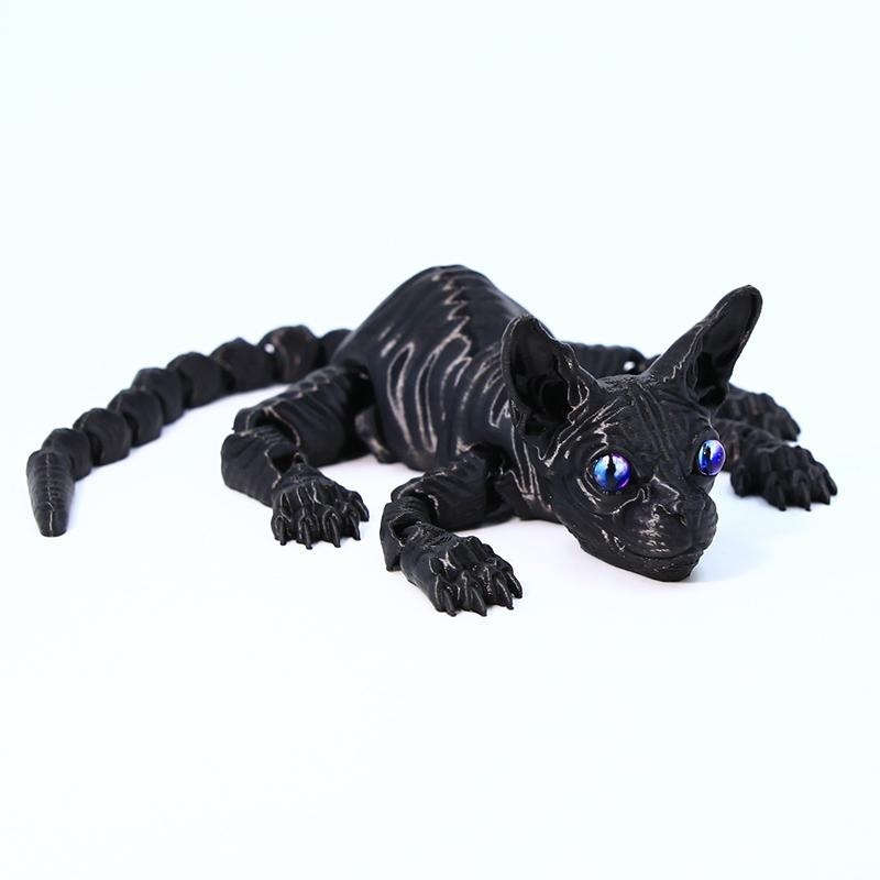 Gato negro sin pelo de 21 cm.