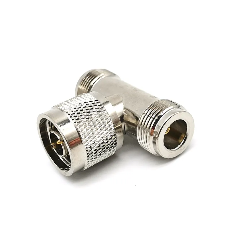 Conector adaptador coaxial rf tipo t, preço de fábrica, com n macho para fêmea dupla n